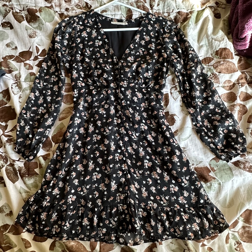 A&F Mini Floral Black Dress